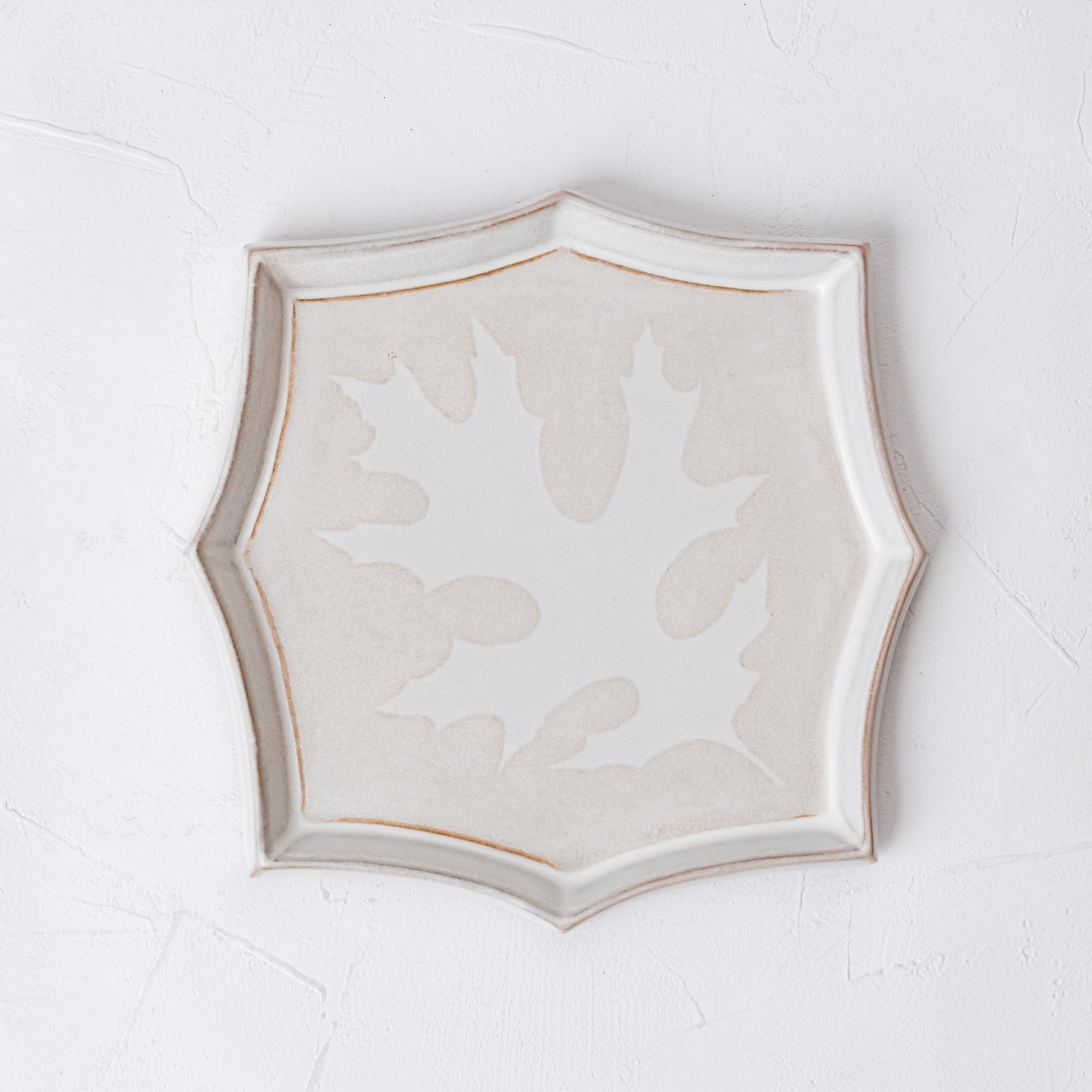 【増田 哲士】18.オークリーフ8角皿(L)/白