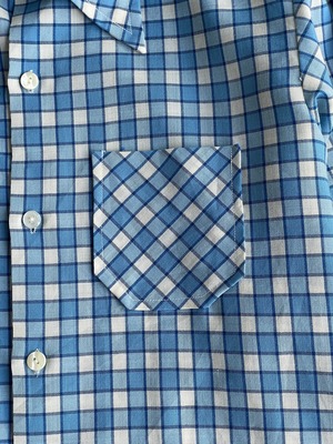Vintage 70s check shirt -blue-