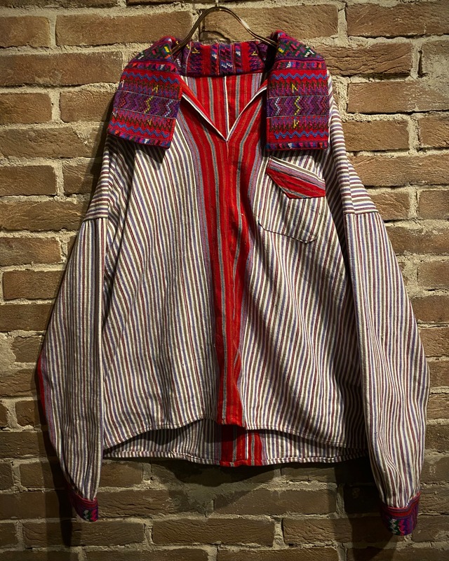 【Caka act3】Guatemala × Stripe Vintage Loose Skipper Pullover Shirt