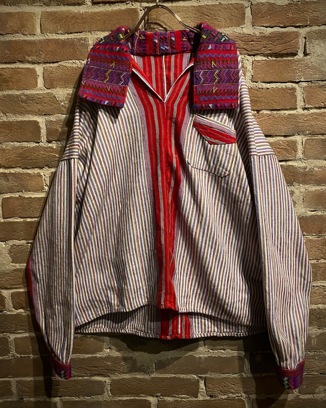 【Caka act3】Guatemala × Stripe Vintage Loose Skipper Pullover Shirt