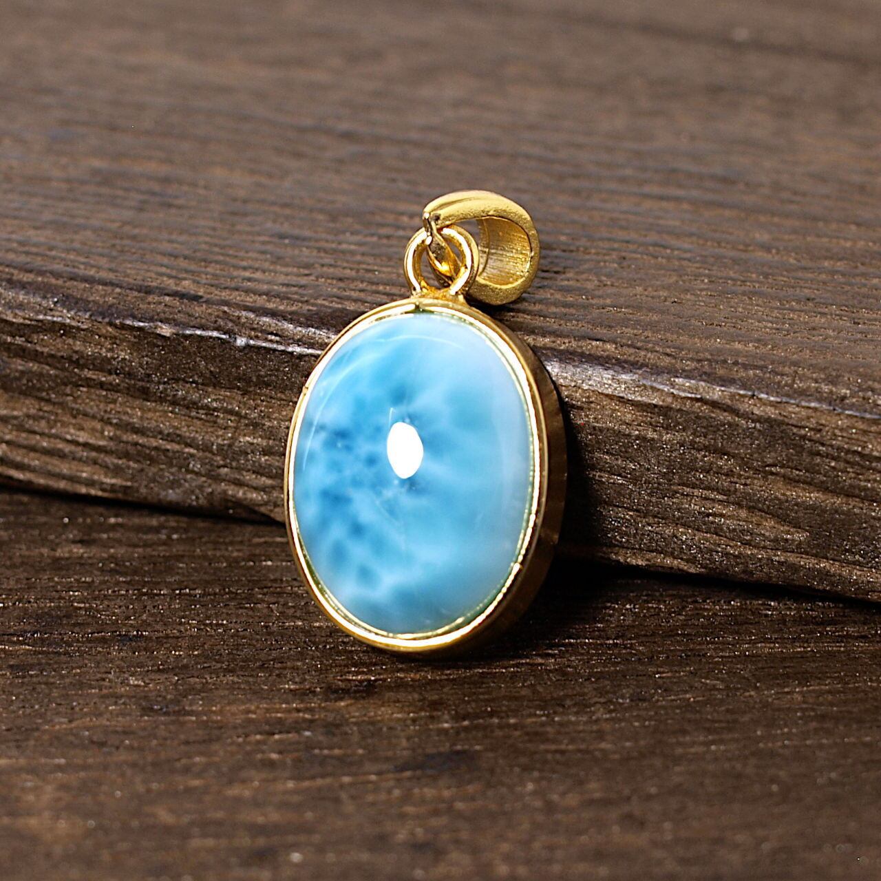 【一点物】ラリマーオーバルK18GFペンダントトップN0.8