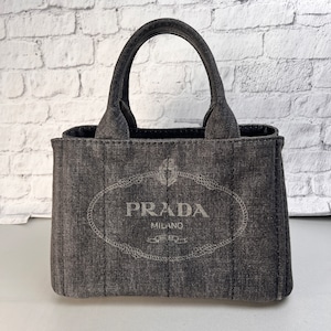 PRADA プラダ カナパ 三角ロゴ キャンバス ハンドバッグ 黒 A-13244