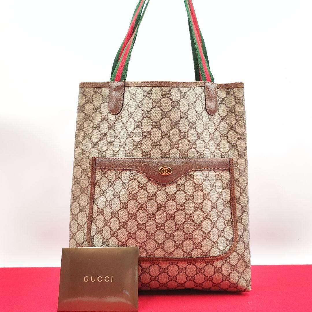 美品✨GUCCI トートバッグ シェリーライン GG PLUS A4可 大容量 