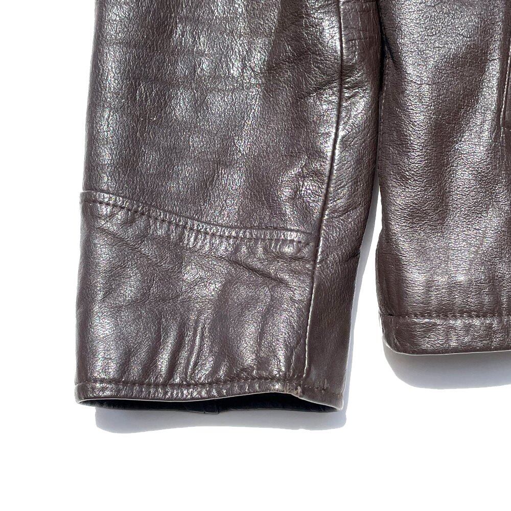 ST.JOHNS BAY] Single Zip-up Leather Jacket [1990s] Vintage Single
