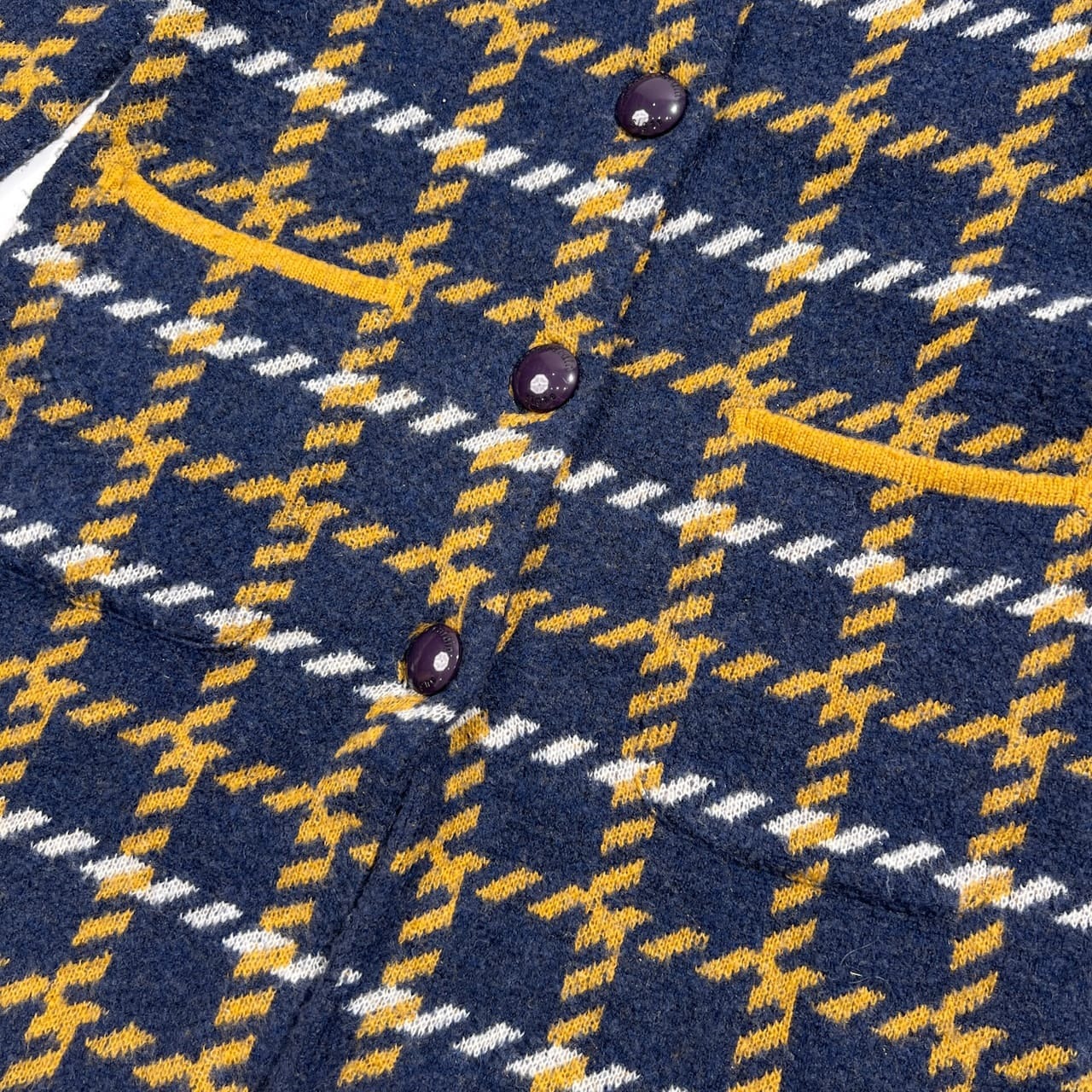 pierre cardin ピエールカルダン signe チェック柄 ウールニット コート 40 /ロング カーディガン