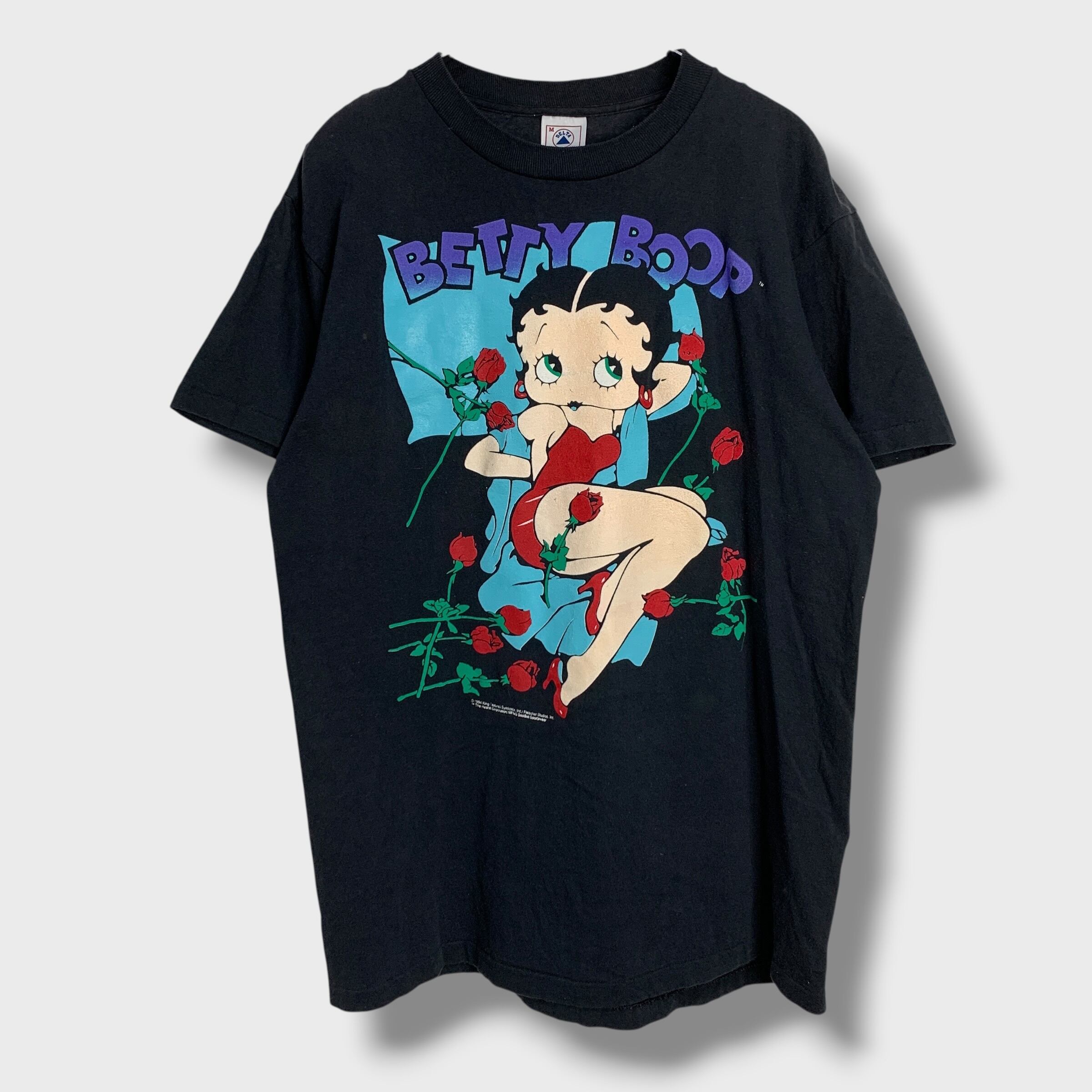 90s BETTY BOOP ベティ キャラクター Tシャツ バラ M 黒USA | 古着屋 Uan