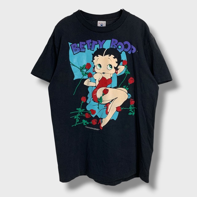 90s BETTY BOOP ベティ　キャラクター Tシャツ　バラ　M 黒USA
