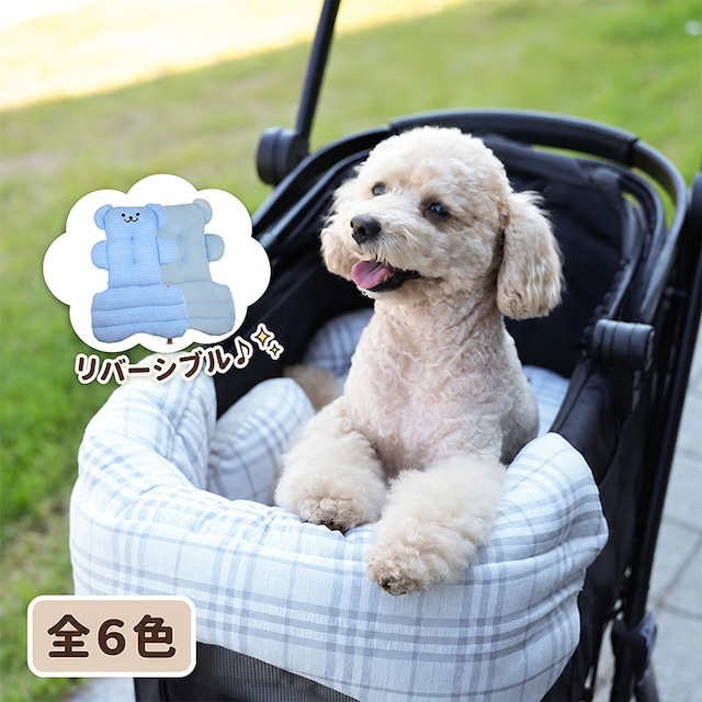 ベアーペットカートクッション 6color / 犬用 カート クッション あご乗せ 一体型 固定 可愛い ペット用カート ふわふわ マット リバーシブル 両面 ベロア ふわふわ オールシーズン 暖かい 韓国 ParisDog クマ柄