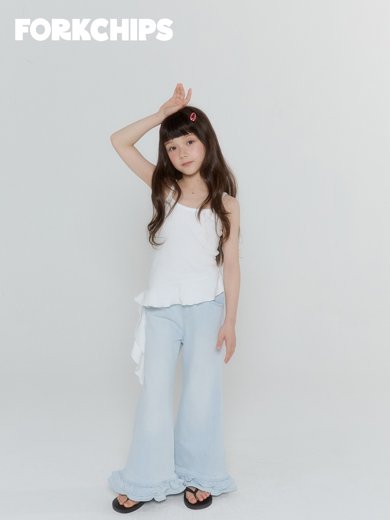 [FORKCHIPS] Unbal Ruffle Sleeveless (JS/JM/JL/JXL) / [포크칩스] 언발러플나시 (JS/JM/JL/JXL)