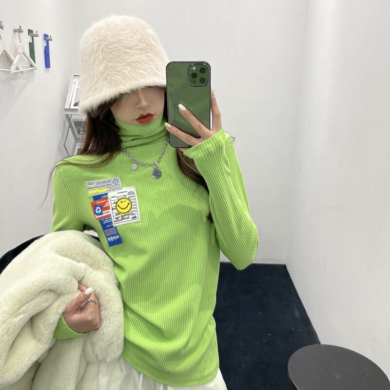 ニットセーター シャツ オータムウィンタースタイルルーズトップス ロング 秋物 冬物 ブラックストロベリース31227112073