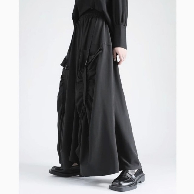 Drawstring long flared skirt C0774