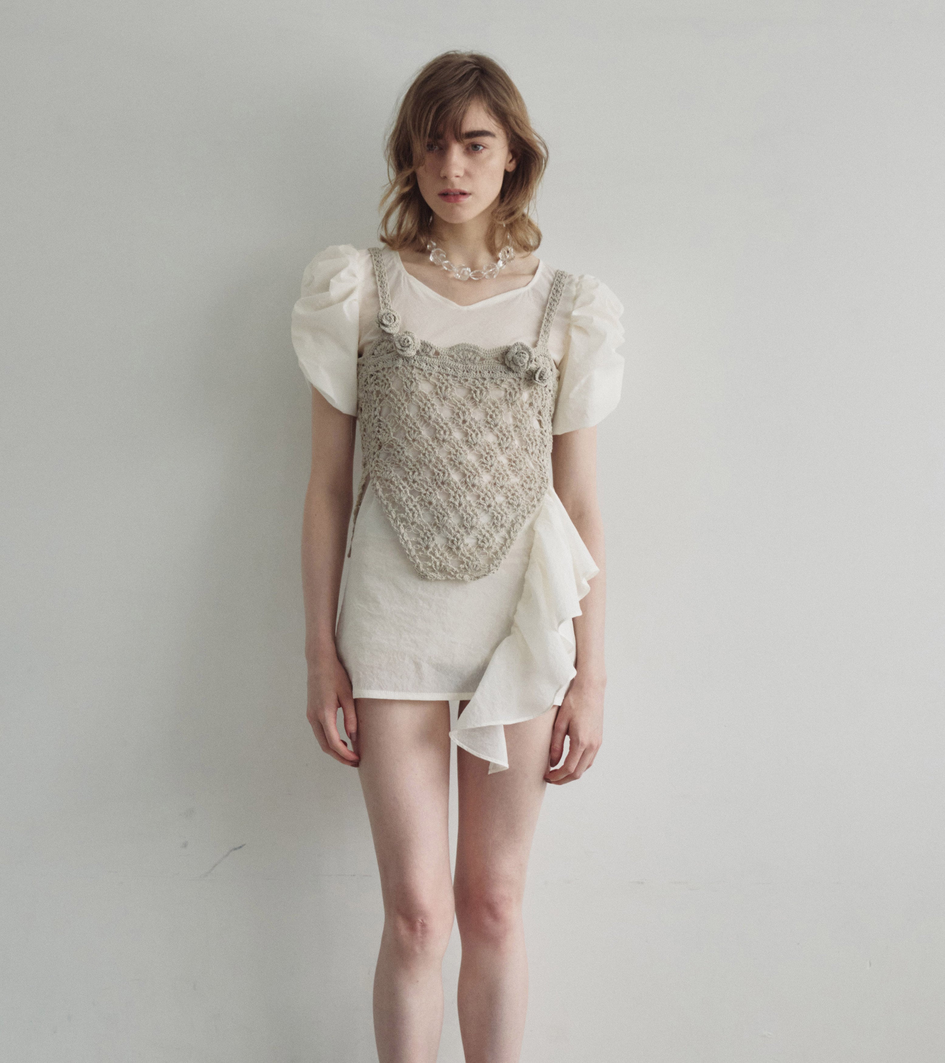 Solomon's knot crochet bustier / C/♯beige