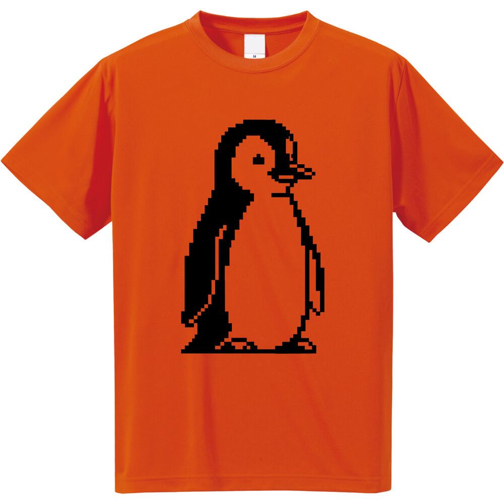 全4色) 吸水速乾！ドット絵 ペンギン ドライTシャツ 【ピクセルアート