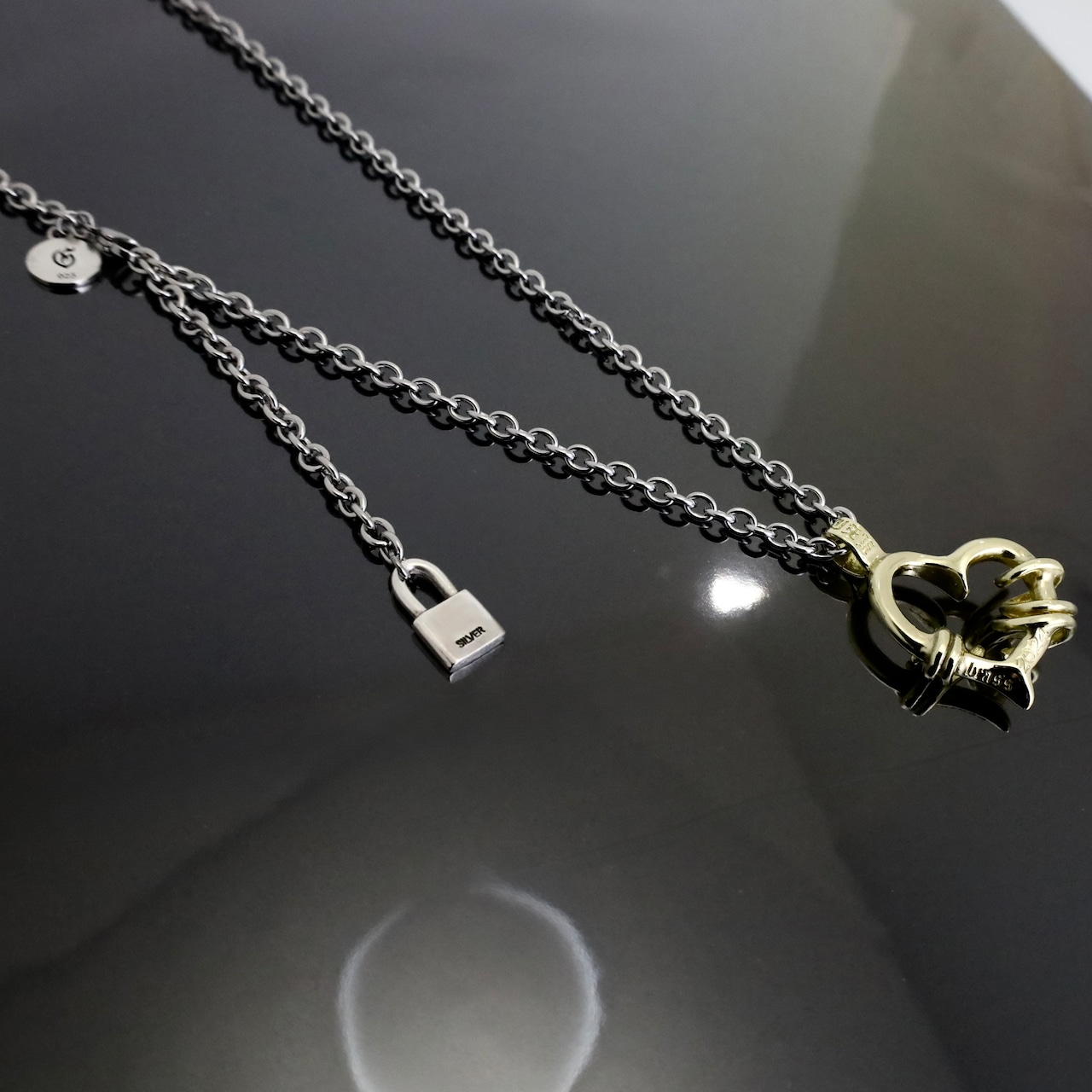 BRASS THORNY HEART #2 STAINLESS NECKLACE / ブラスソーニーハートステンレスチェーンネックレス