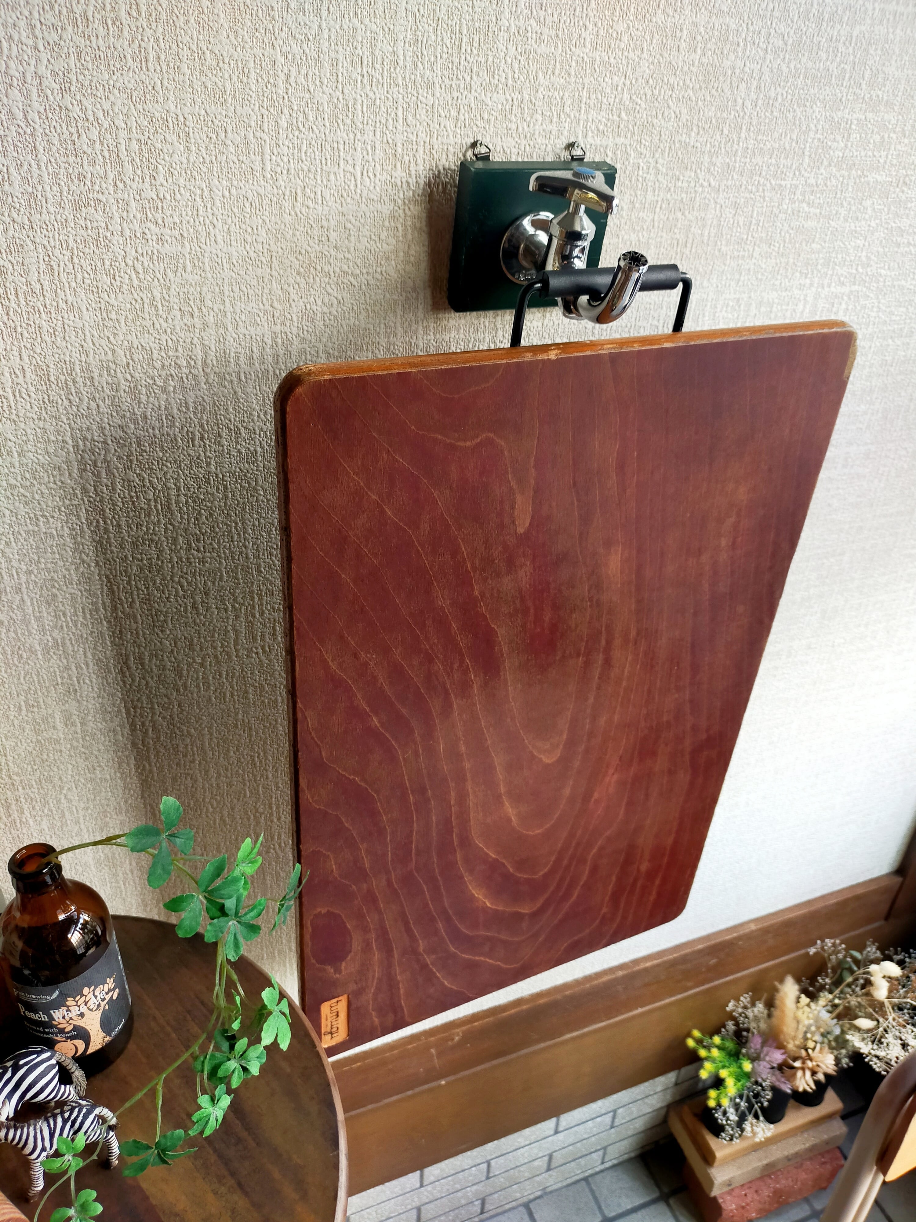school desk × camp table（学校机×キャンプ用ローテーブル