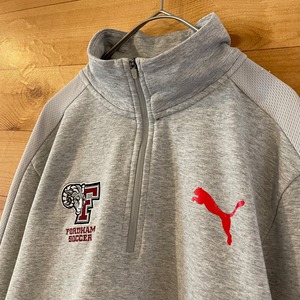 【PUMA】カレッジ ハーフジップ スウェット FORDHAM SOCCER 刺繍ロゴ フォーダム大学 サッカー プーマ L US古着