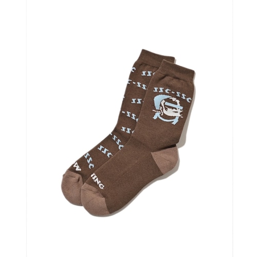 SURFSKATECAMP #Beard Man Socks Brown