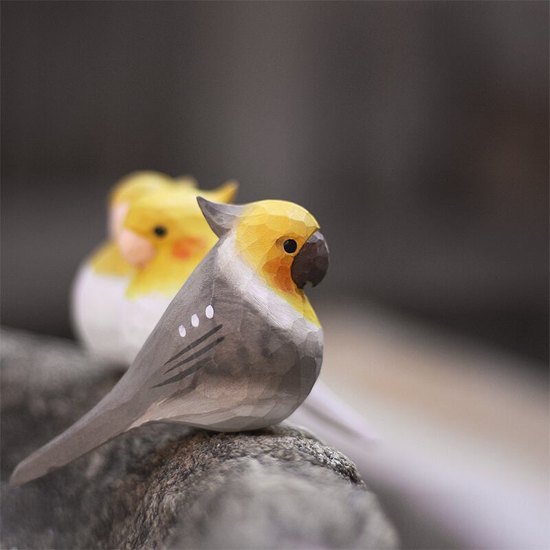 ⭕️ドイツ製 オカメインコ オウム コレクション 希少品 木製の鳥の彫刻 オカメインコ g-052 | Saezuri