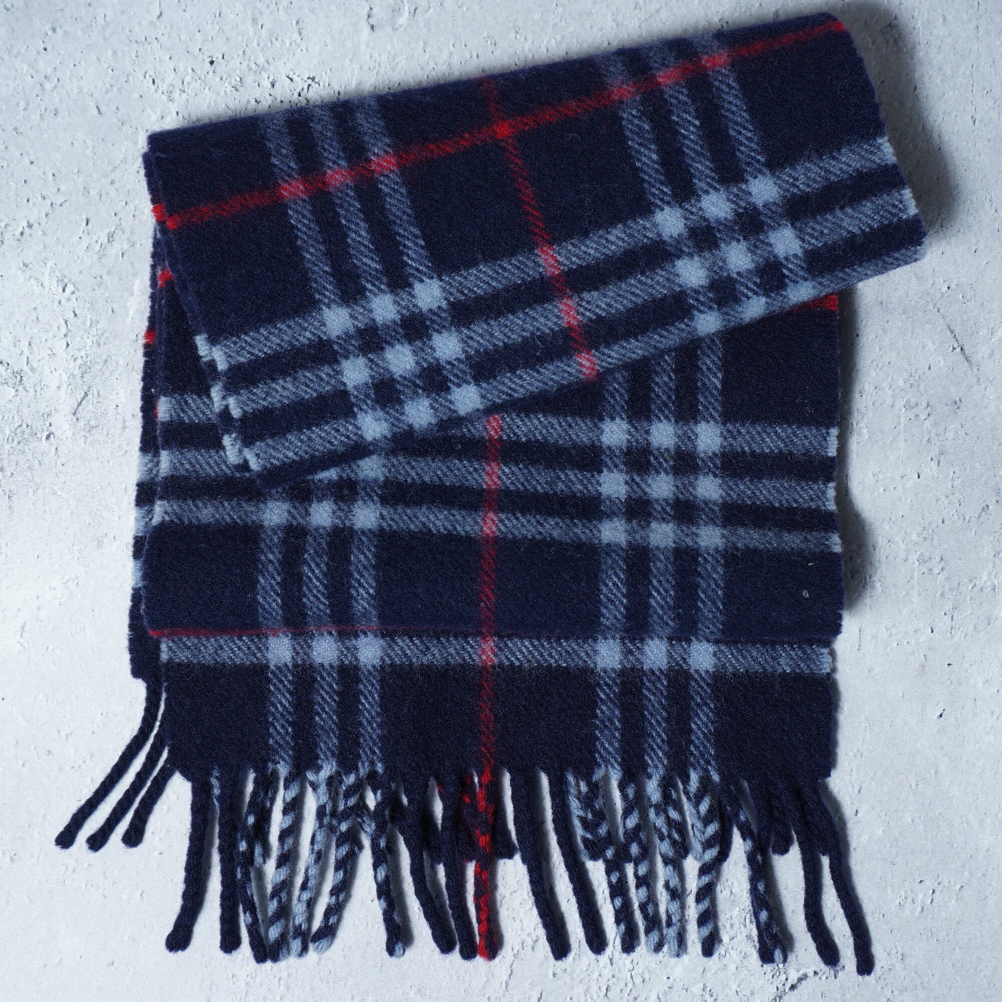 Burberrys チェック柄マフラー ウール100% BURBERRY】バーバリー WOOL100%チェック柄マフラー navy | MIXHIVE