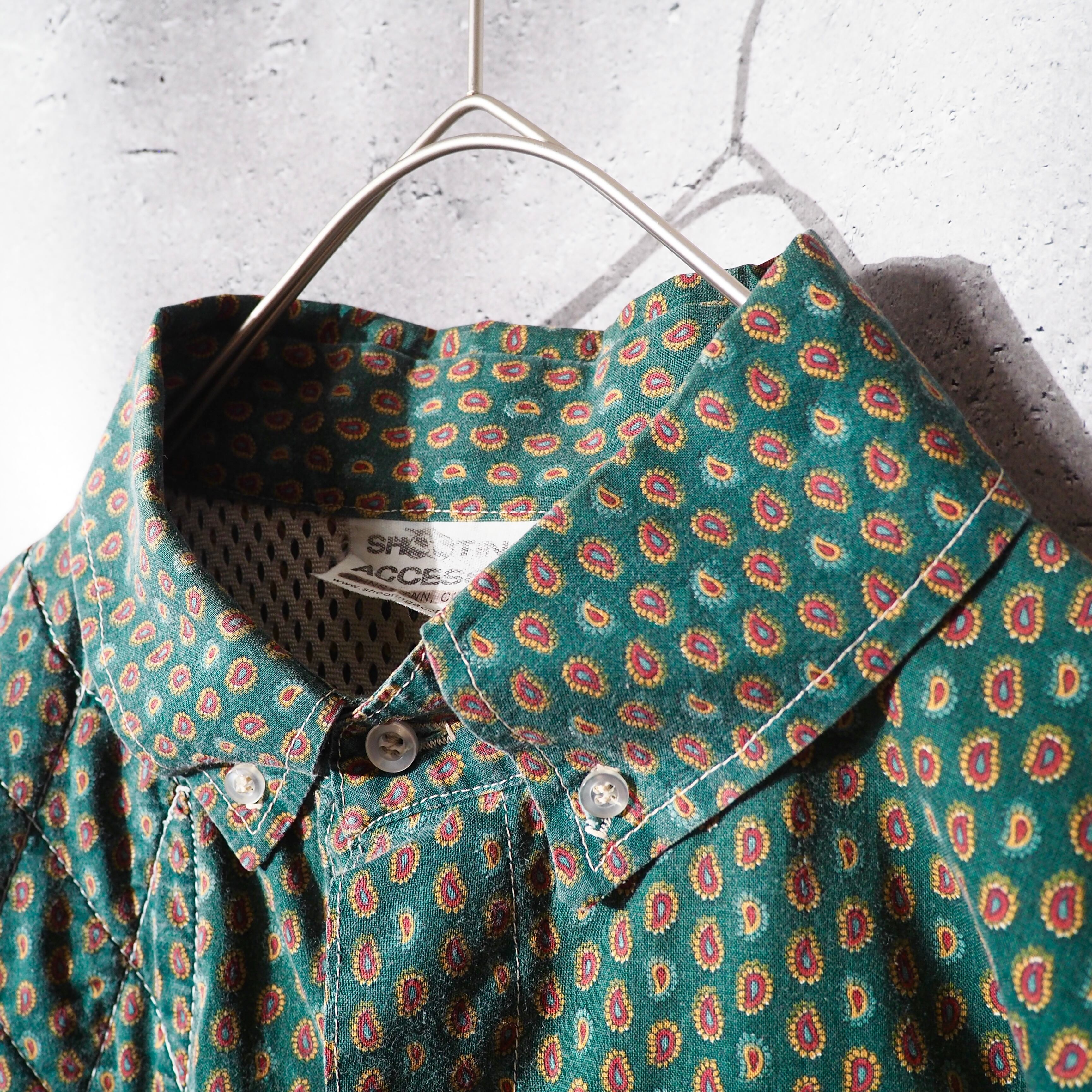 1990s Dull Green × Paisley pattern Vintage loose Hunting shirt