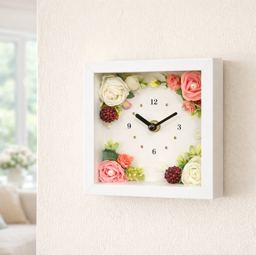 ◇花時計 【BOX FLOWER スイートスクエア】 2デザイン 置き・掛け兼用
