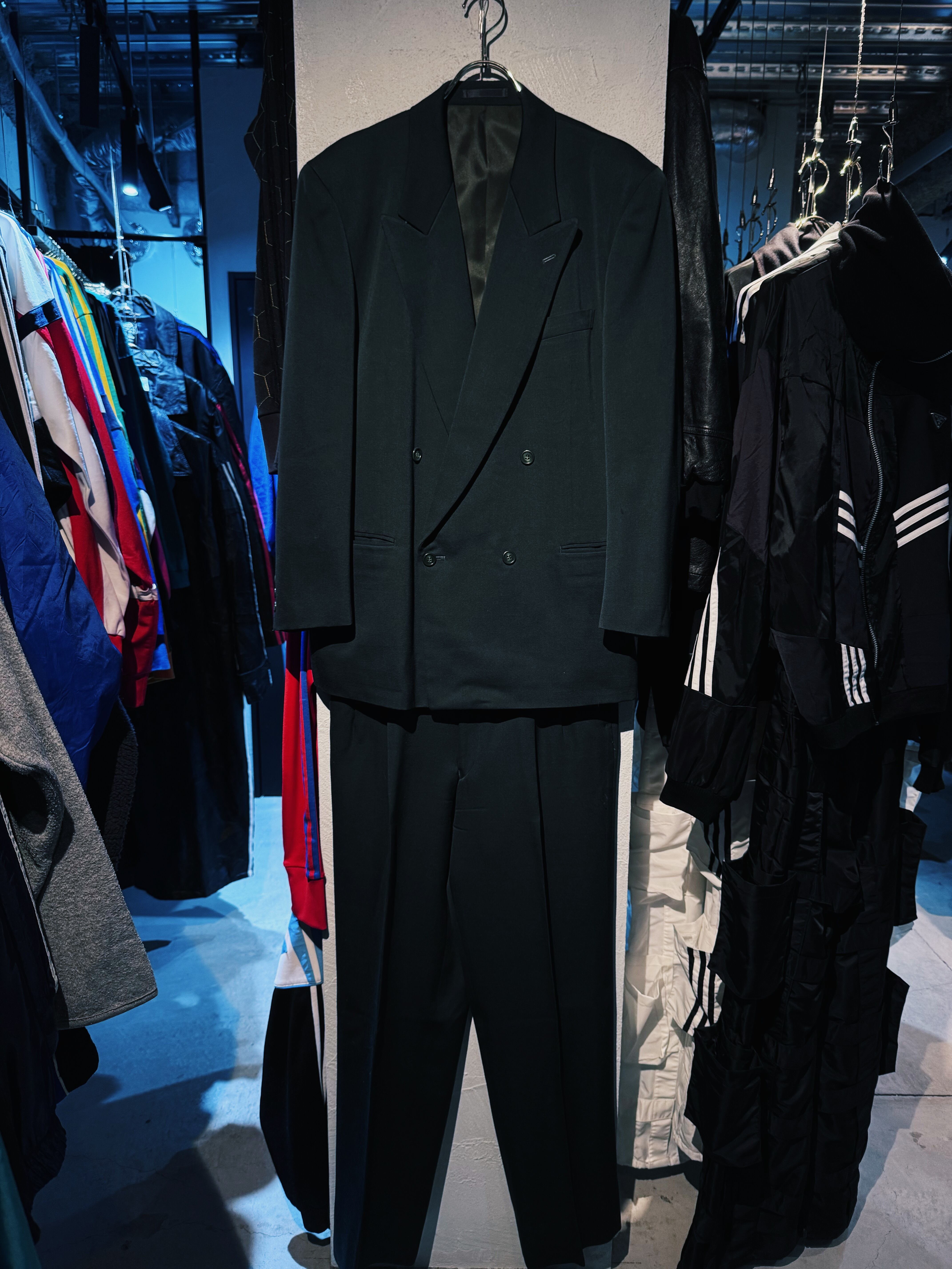 【D4C】90's dark green color quattro botão double breasted set up