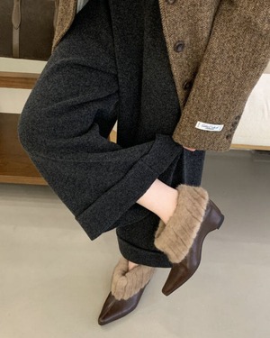 エコファーポインテッドトゥアンクルシューズ 3color A0820