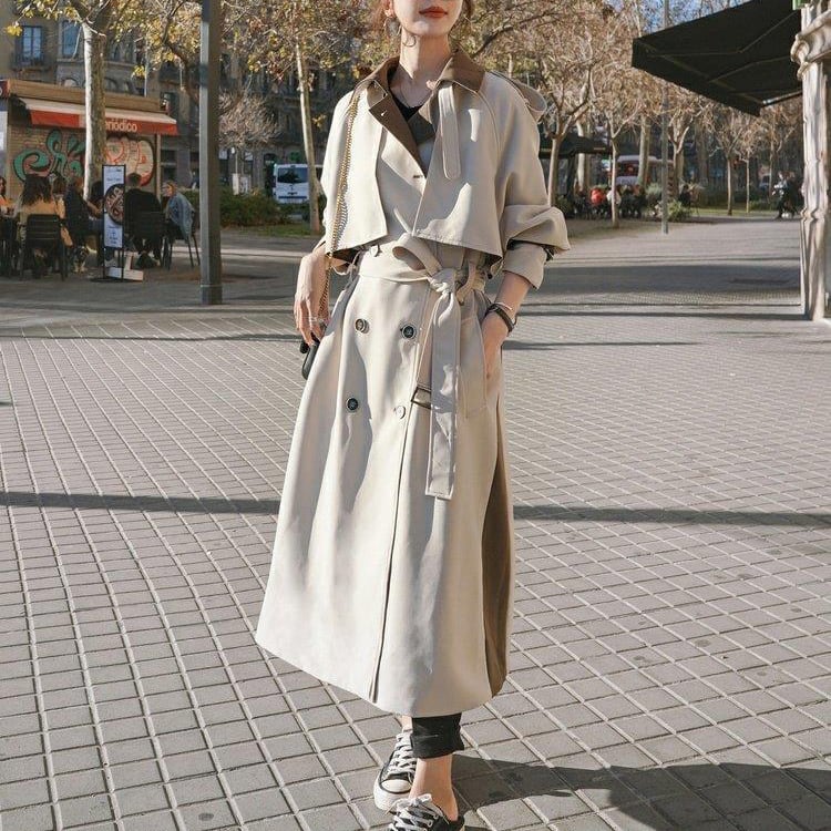 ダブルブレスト ロングコートマキシ丈