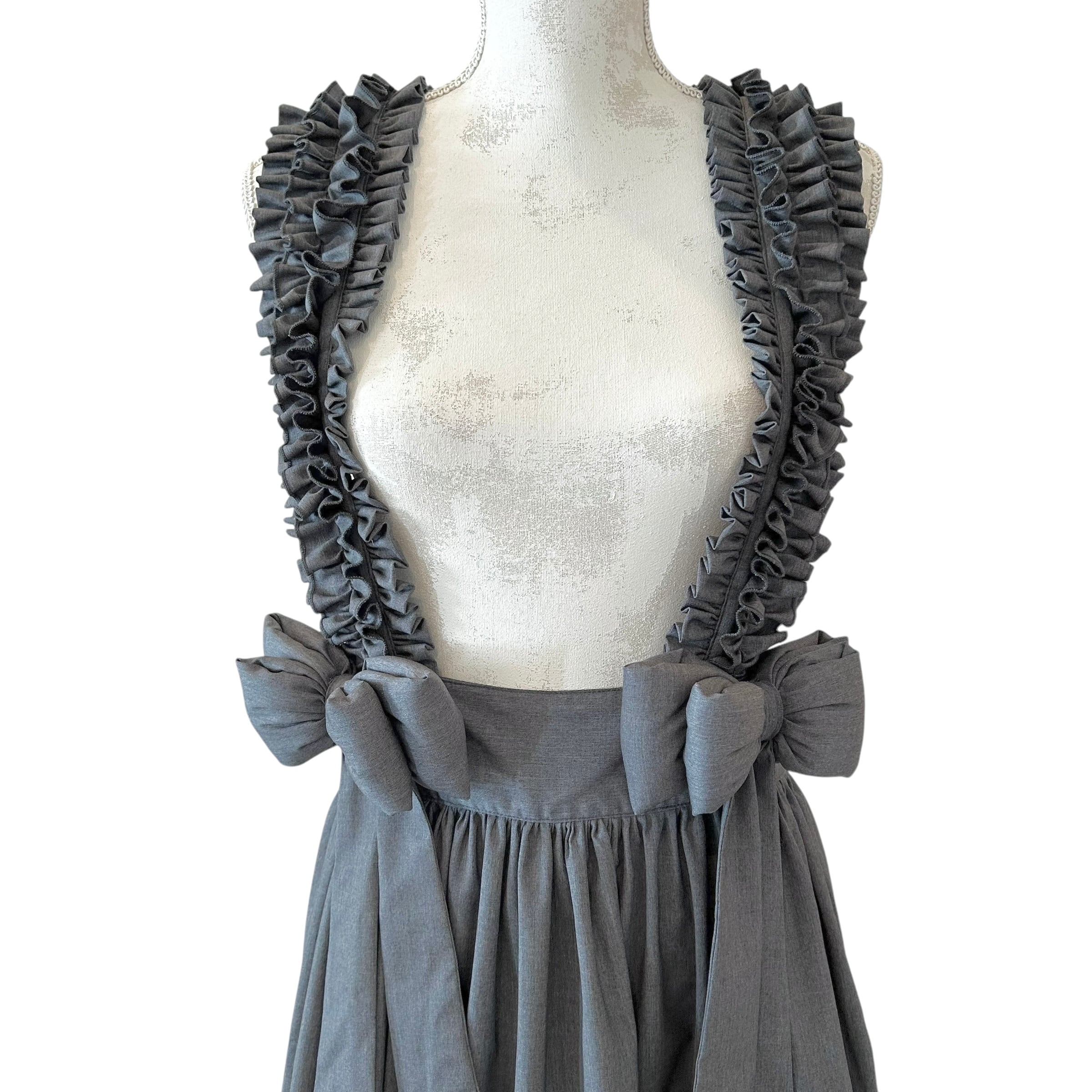 リボンフリルジャンパースカート GRAY