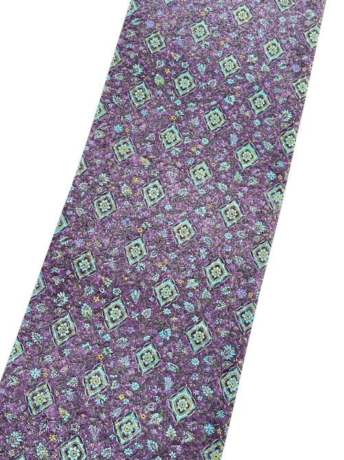 【小紋】摺り友禅 伊勢型紙 紫地 更紗文様/