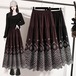 大きいサイズ 新品 秋冬 刺繍ロングスカート 黒 ゆったり 4L ミモレ丈レトロ