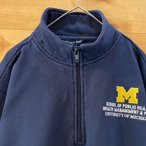 【SPORT-TEK】カレッジ 刺繍ロゴ ミシガン大学 ハーフジップ スウェット アメリカ古着