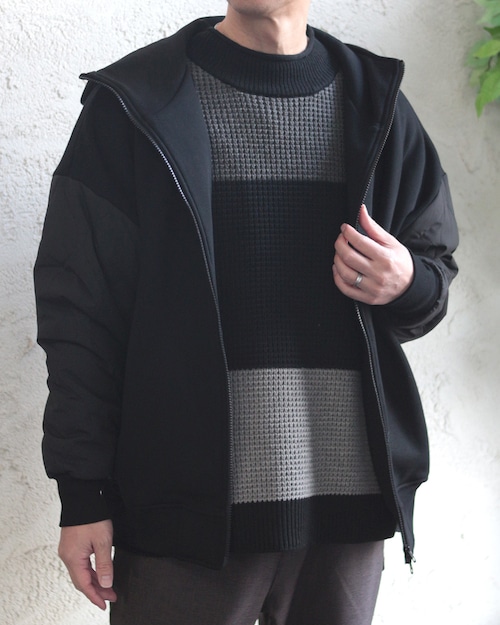 【TMDL】キルト袖 切替 裏シャギーフードジャケット　(250946)