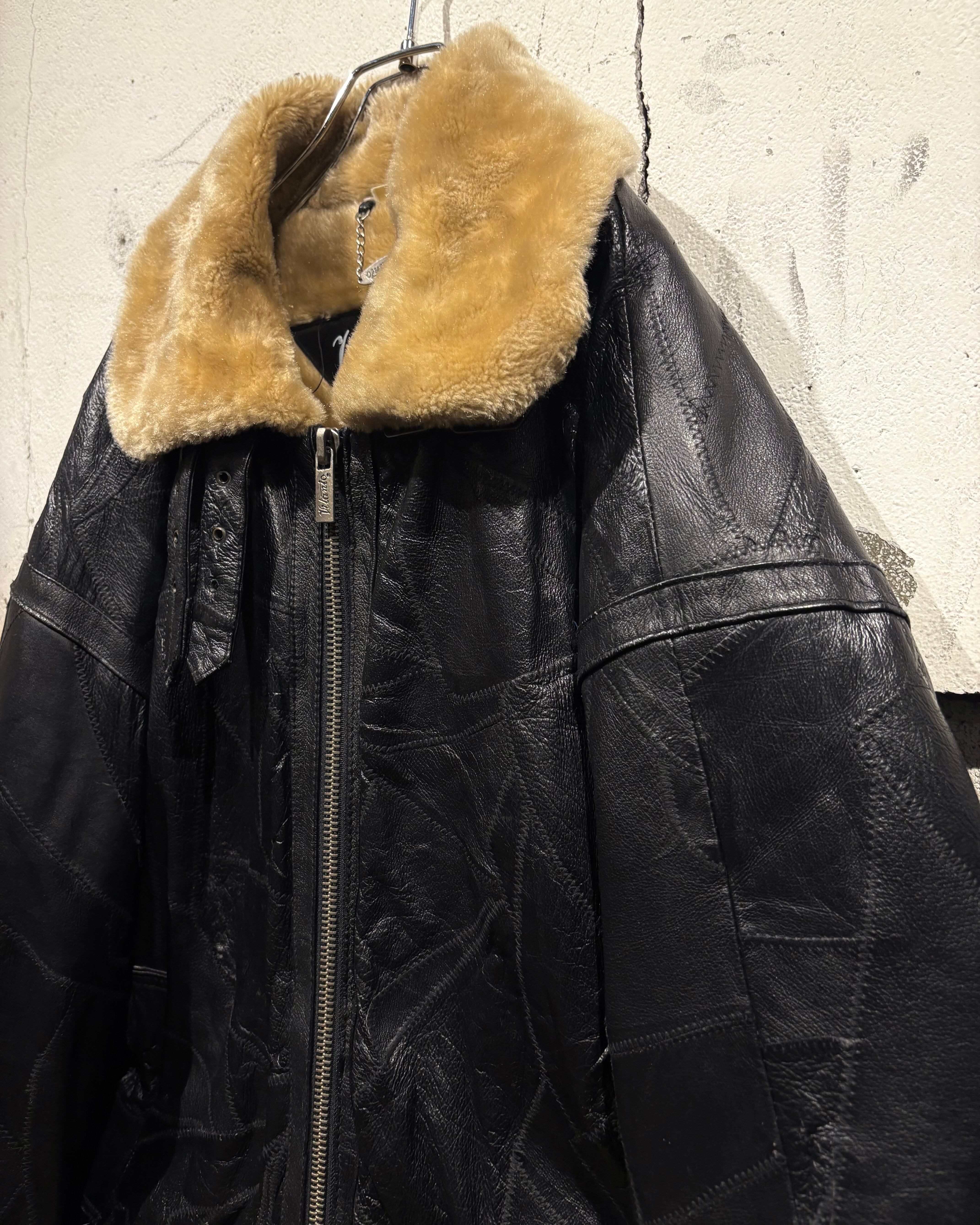 Caka otto】 “ツギハギ” Vintage Loose B-3 Type Mouton Jacket | Caka