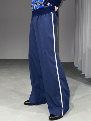 side line wide pants / navy × white