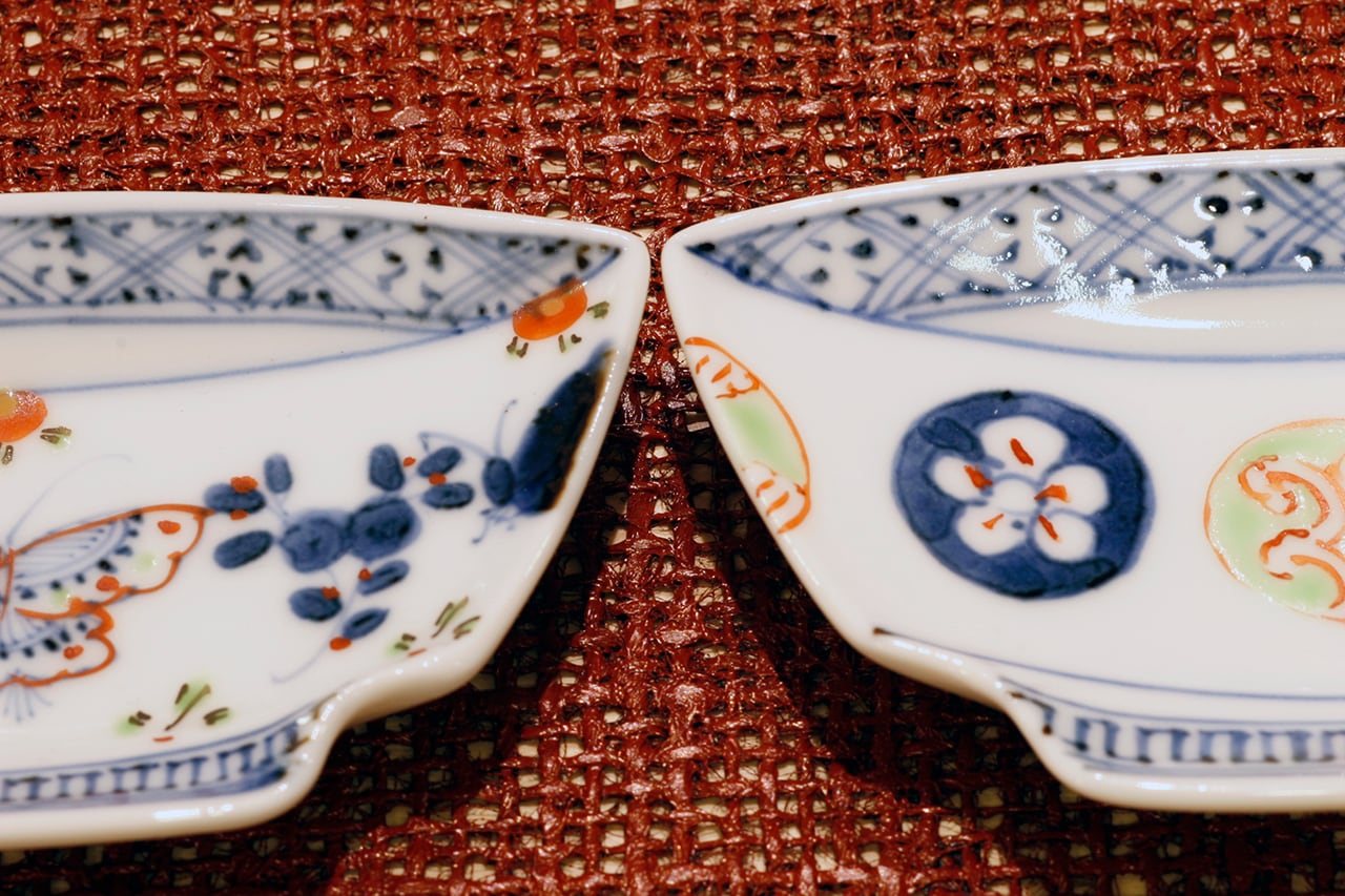 中皿 有田焼 福珠窯 赤絵 碗型小皿 伝統柄 2種 作：福珠窯（有田焼） | にっこう生活館