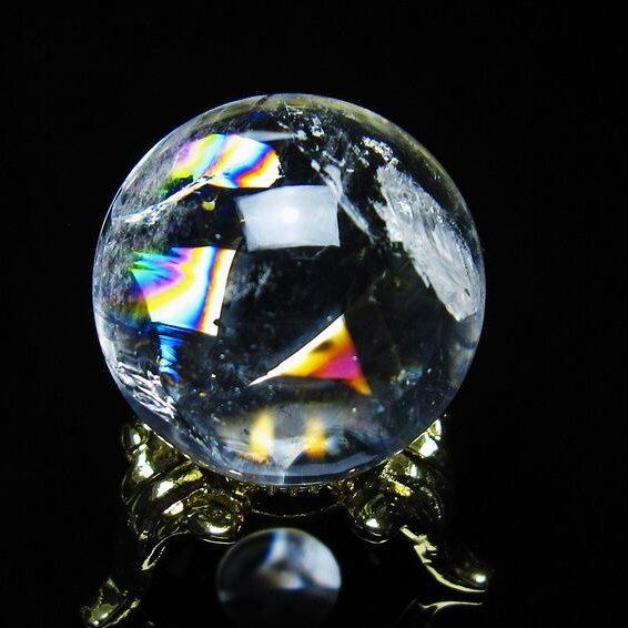 アイリスクォーツ 水晶 丸玉 虹入り 26mm 水晶玉 置物 スフィア 141-6975