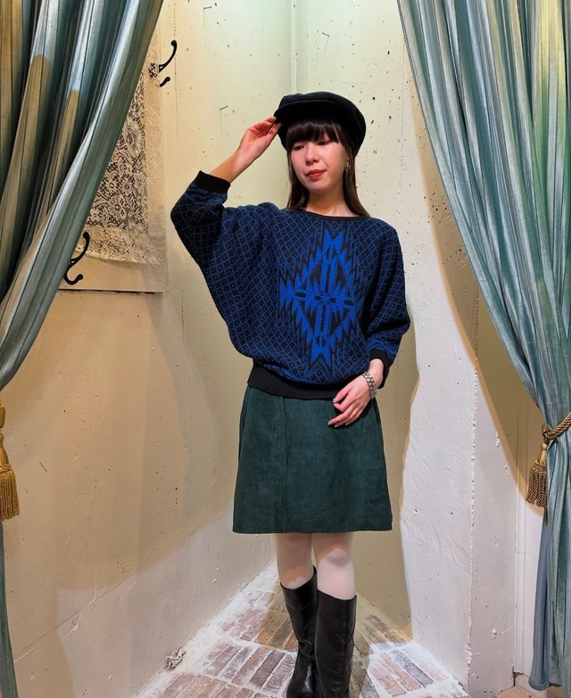 vintage black × blue dolman sleeve sweater made in U.S.A