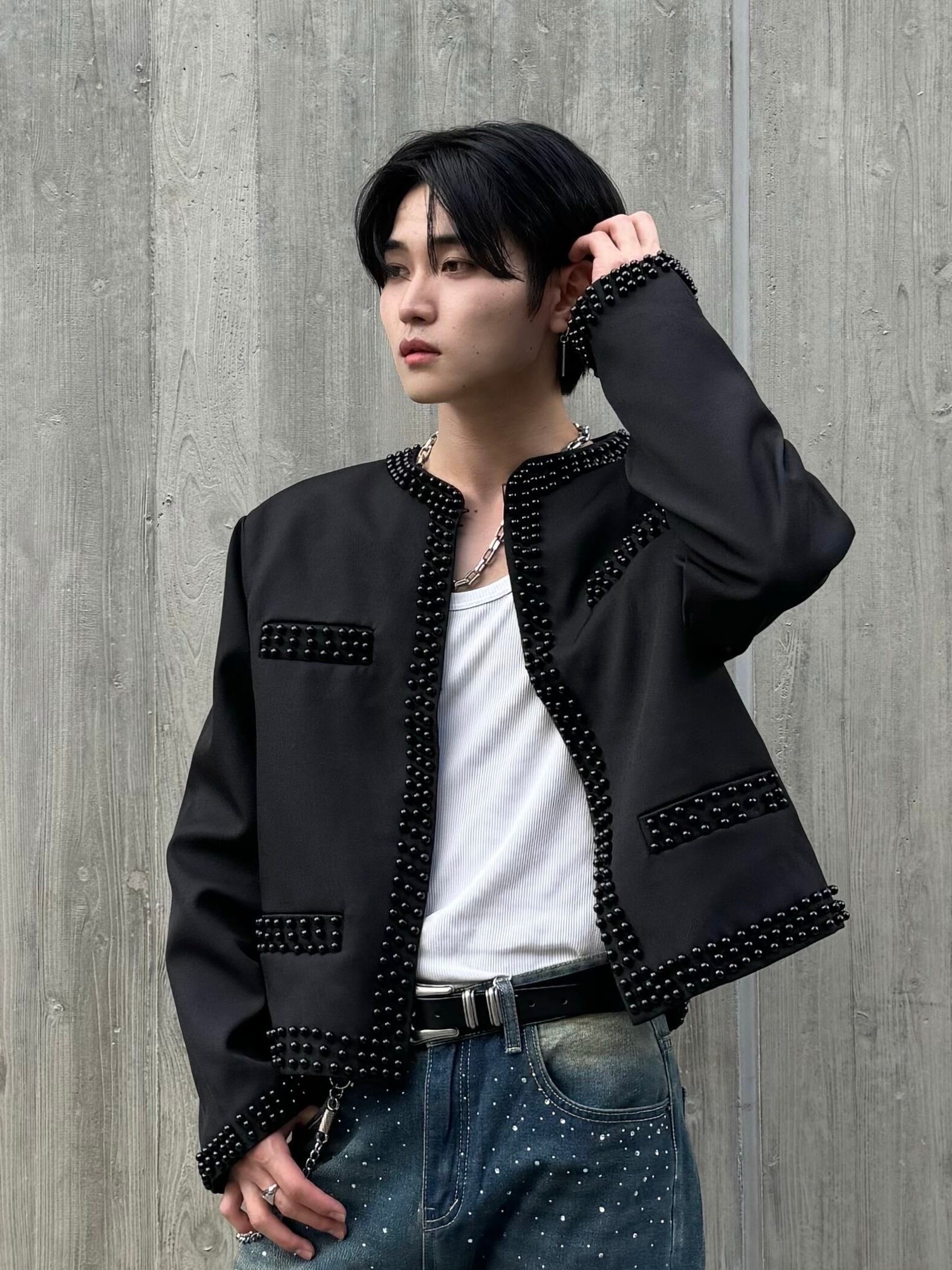 ALUDE SELECT】black stone short jacket | 【ALUDE】韓国メンズ 