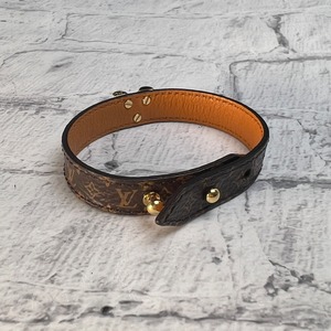 LOUIS VUITTON ヴィトン エセンシャルV レザー ブレスレット／バングル 黒 A-12369