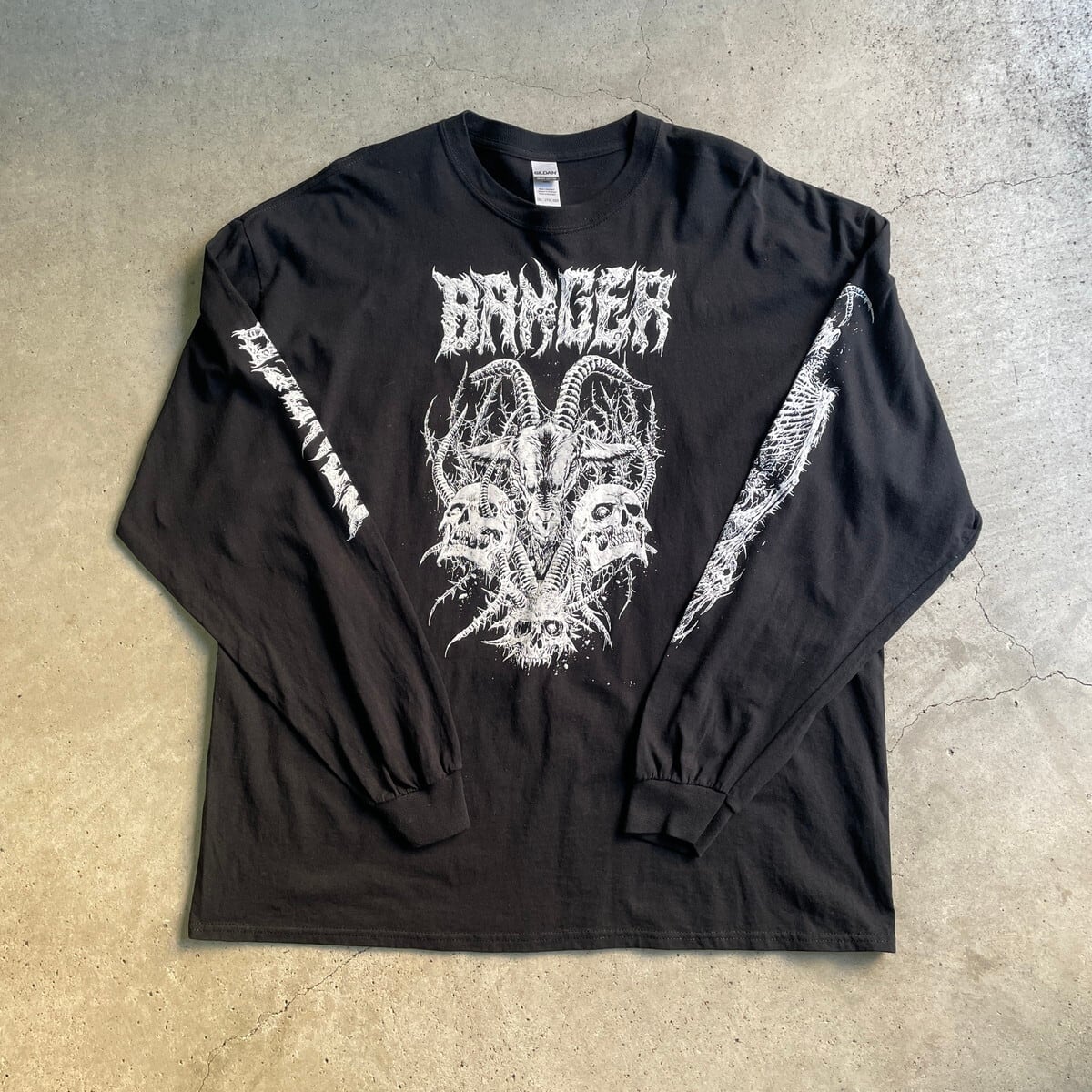 スカル ドクロ ブランド ロングTシャツ メンズ2XL 古着 骸骨 ロンT
