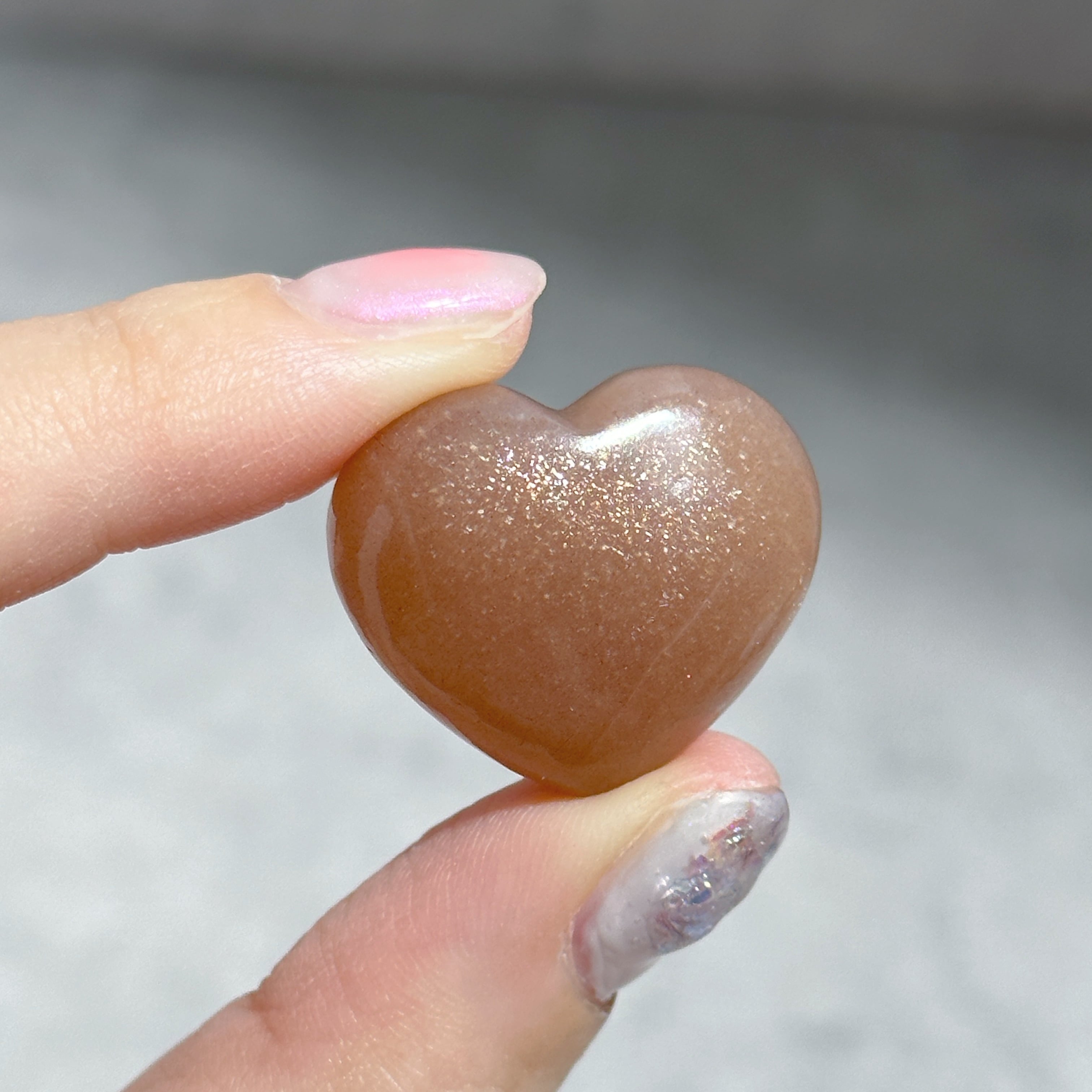 ピーチサン&ムーンストーン ハート01◇Peach Sun & Moon Stone Heart◇ 天然石・鉱物・パワーストーン