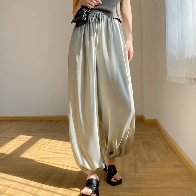 silky wide jogger pants A-00078