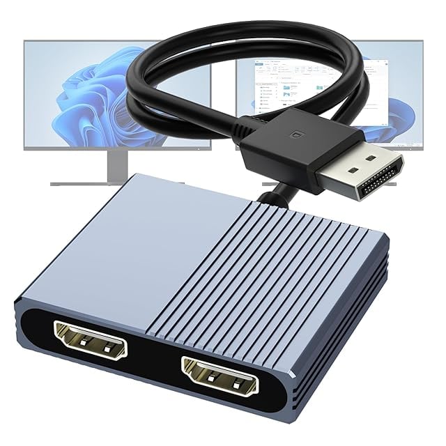 DisplayPort to デュアル HDMI 分配器 拡張モード対応【4K@60Hz対応2
