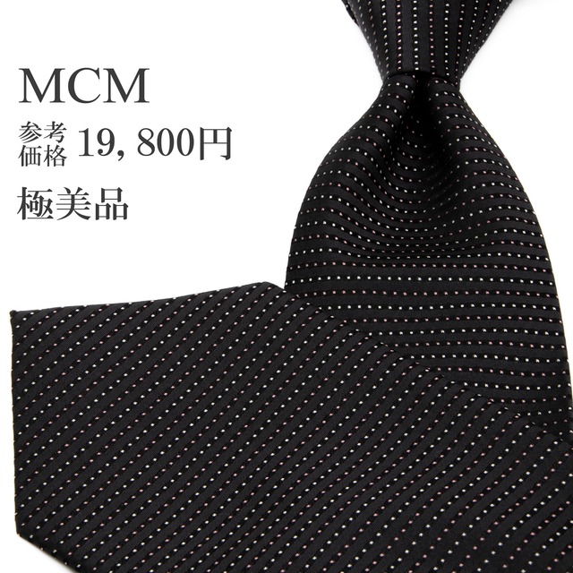 送料無料 MCM ネクタイ レギュラータイ ジャガードタイ シルク 黒 ブラック ピンク 白 ストライプ ドット シンプル ハイブランド 綺麗 P578