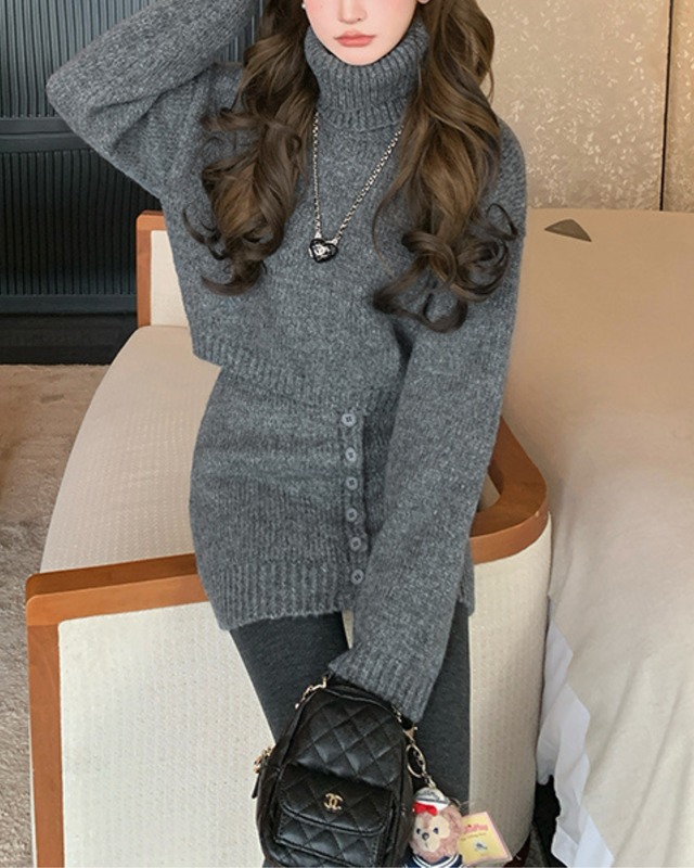 ネックウォーマーニットセットアップ　l5109