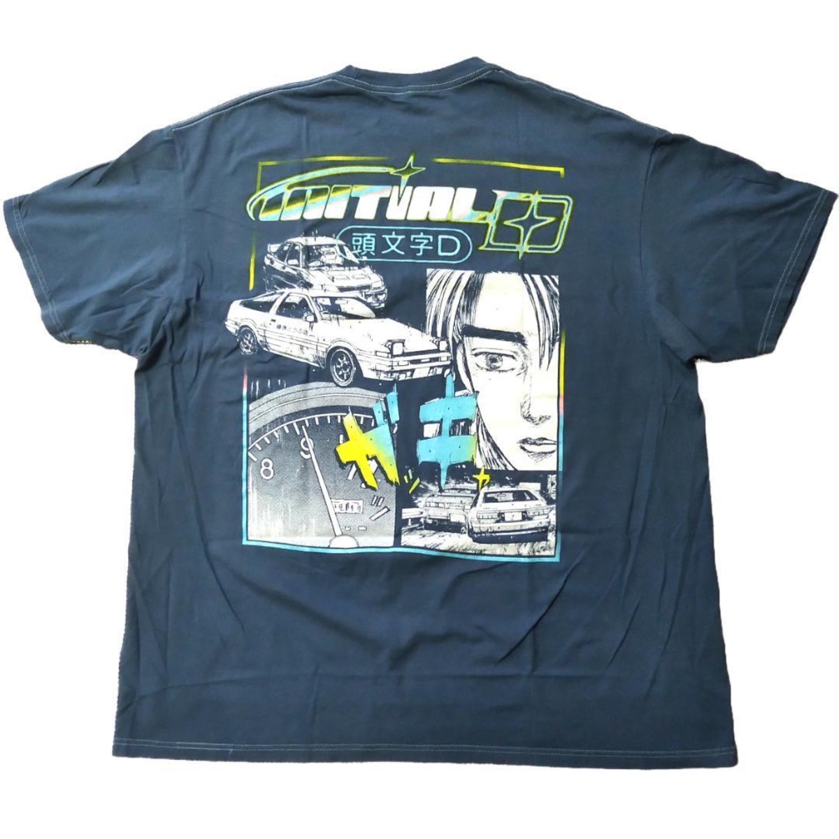 頭文字D Tシャツ XLサイズ ネイビー マンガT しげの秀一 海外公式 