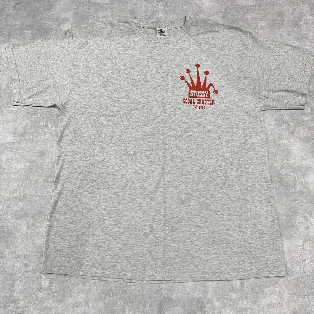 90s STUSSY 白タグ USA製 Tシャツ グレー 霜降り クラウン | CHASE