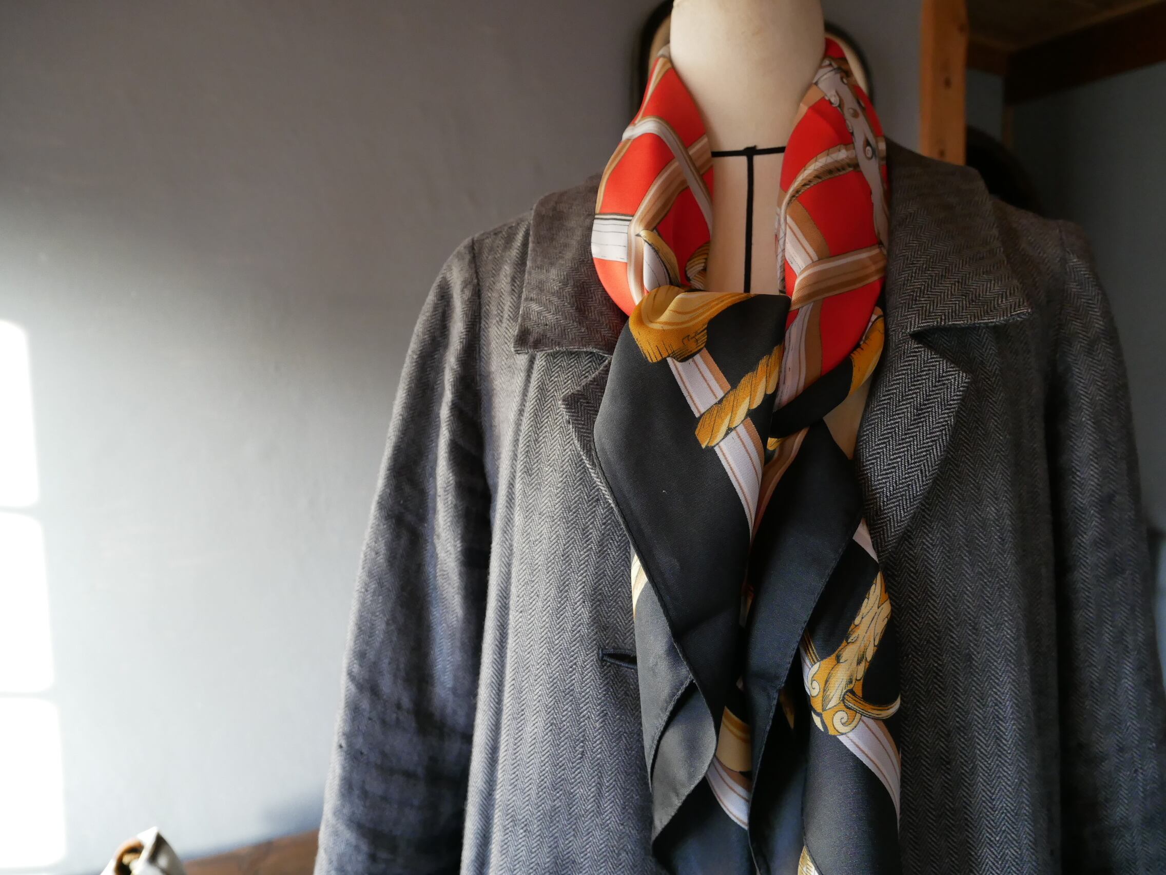 フランスアンティーク ヴィンテージ ストール 赤