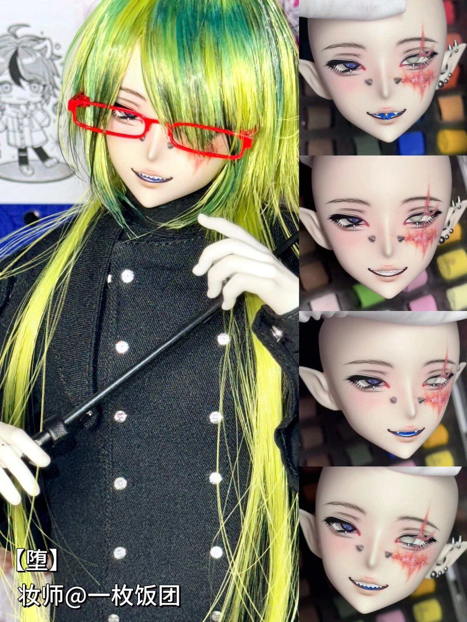 ヘッドのみ！ 焦头烂鸭自制 bjd4分头大四 带口配 树脂 二次元 四分 bjd